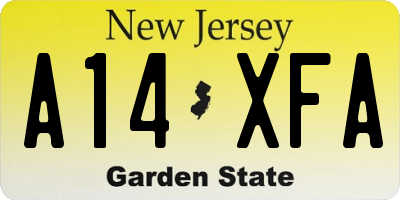 NJ license plate A14XFA