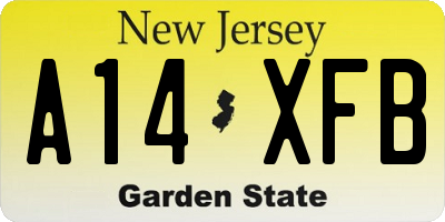 NJ license plate A14XFB