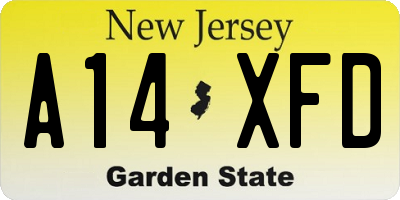NJ license plate A14XFD