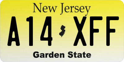 NJ license plate A14XFF