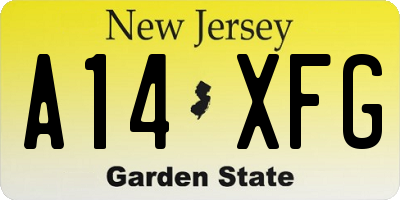 NJ license plate A14XFG