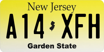 NJ license plate A14XFH