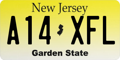 NJ license plate A14XFL