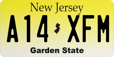 NJ license plate A14XFM