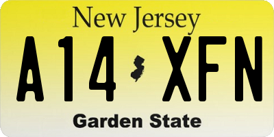 NJ license plate A14XFN