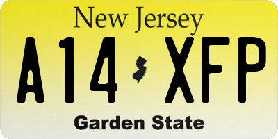 NJ license plate A14XFP