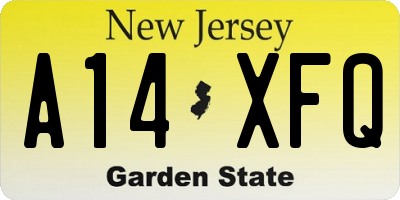 NJ license plate A14XFQ