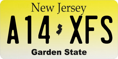 NJ license plate A14XFS