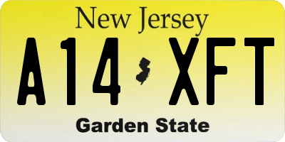 NJ license plate A14XFT