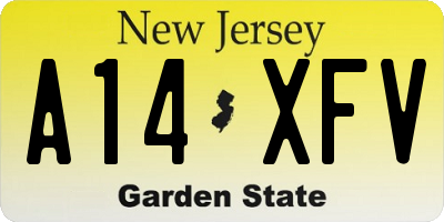 NJ license plate A14XFV