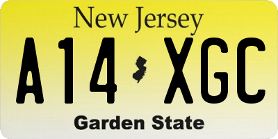NJ license plate A14XGC