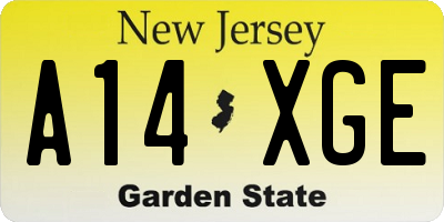 NJ license plate A14XGE