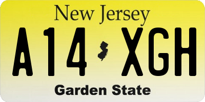 NJ license plate A14XGH