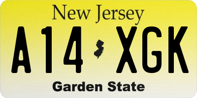 NJ license plate A14XGK