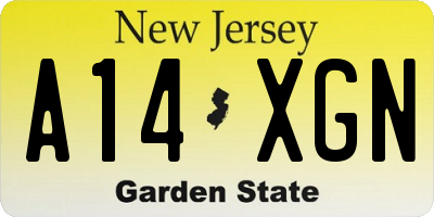 NJ license plate A14XGN