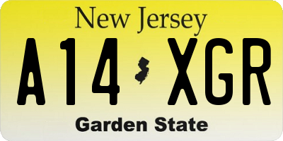 NJ license plate A14XGR