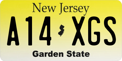 NJ license plate A14XGS