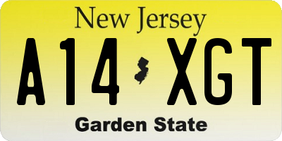 NJ license plate A14XGT