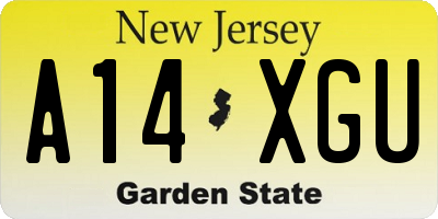 NJ license plate A14XGU