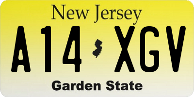 NJ license plate A14XGV