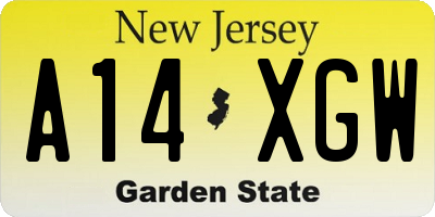 NJ license plate A14XGW