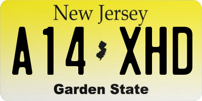 NJ license plate A14XHD
