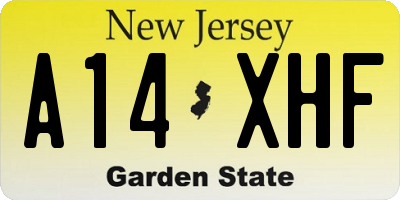 NJ license plate A14XHF