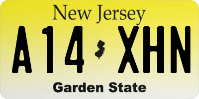 NJ license plate A14XHN