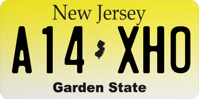 NJ license plate A14XHO