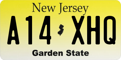 NJ license plate A14XHQ