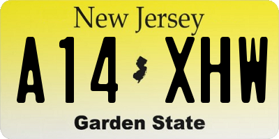 NJ license plate A14XHW
