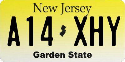 NJ license plate A14XHY