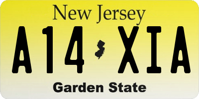 NJ license plate A14XIA