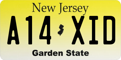 NJ license plate A14XID