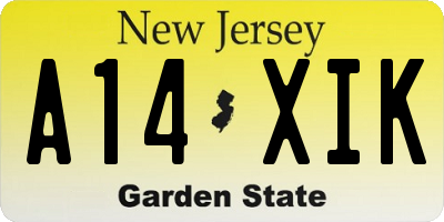 NJ license plate A14XIK