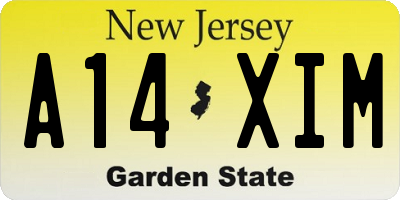 NJ license plate A14XIM