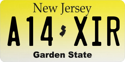 NJ license plate A14XIR