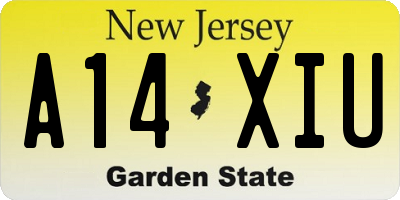 NJ license plate A14XIU