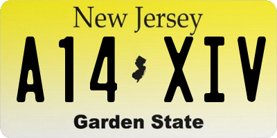 NJ license plate A14XIV
