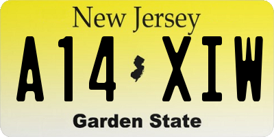 NJ license plate A14XIW