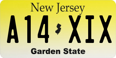 NJ license plate A14XIX