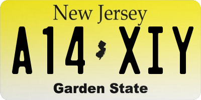 NJ license plate A14XIY