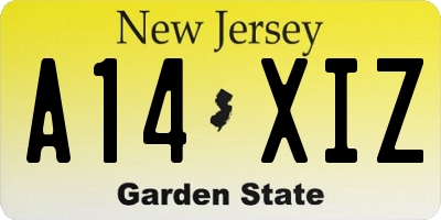 NJ license plate A14XIZ