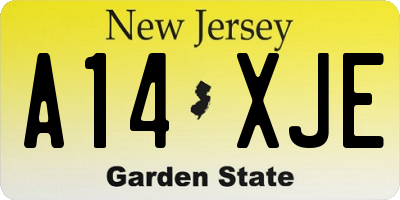 NJ license plate A14XJE