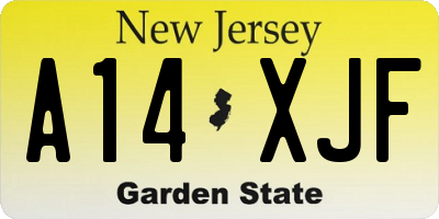 NJ license plate A14XJF