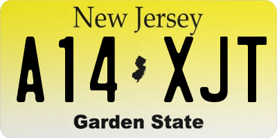 NJ license plate A14XJT