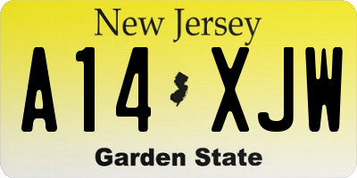 NJ license plate A14XJW