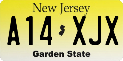 NJ license plate A14XJX