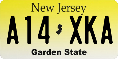 NJ license plate A14XKA