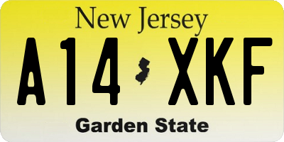 NJ license plate A14XKF